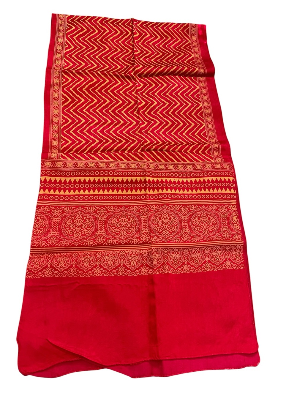 Handcrafted Ajrakh Modal Silk Pink Scarfs /Stole